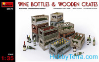 Wine bottles and wooden сrates